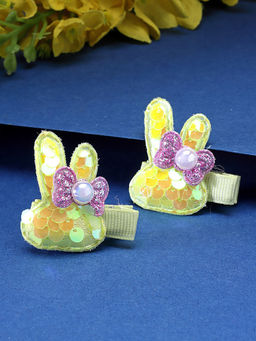 Stol'N - Bunny Sequin Set of 2 Pieces Hair Clips-Yellow (3-12 Years)