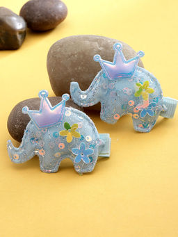 Stol'N - Crown Sequin Set of 2 Pieces Hair Clips-Sky blue (3-12 Years)