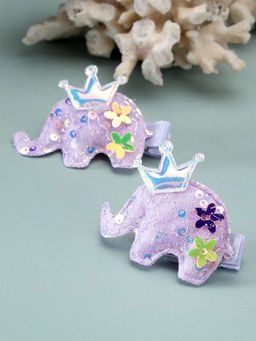 Stol'N - Crown Sequin Set of 2 Pieces Hair Clips-Purple (3-12 Years)