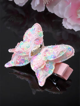 Stol'N - Butterfly Sequin Hair Clip-Peach (3-12 Years)