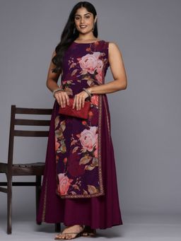 A plus by Ahalyaa - Plus Size Floral Printed A-Line Maxi Ethnic Dress