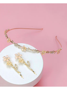 Yellow Bee - Acrylic Flower and Rhinestone Hairband and Hair Clip Set - Multicolor, Pack of 3