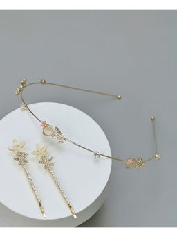 Yellow Bee - Elegant Floral and Gemstone Accented Hair Accessory Set- Multicolor, Pack of 3