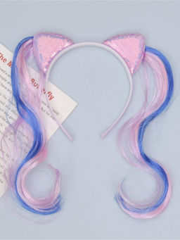 Yellow Bee - Magical Purple Cat Ears Headband with Iridescent Tails- Purple and Pink