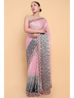 Soch - Women Pink Georgette Woven Saree