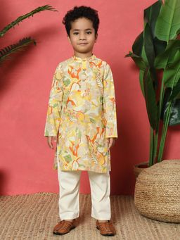 Readiprint - Boys Straight Style Cotton Fabric Yellow Color Kurta and Pyjama (Set of 2)