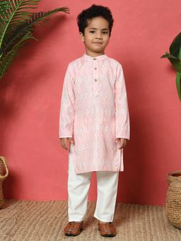 Readiprint - Boys Straight Style Cotton Fabric Pink Color Kurta and Pyjama (Set of 2)