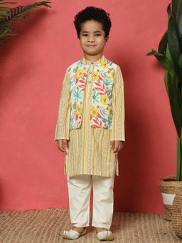 Readiprint - Boys Straight Style Cotton Fabric Yellow Color Kurta and Pyjama (Set of 2)