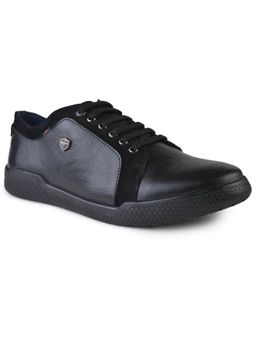 BUCKAROO - Black Athol Full Grain Natural Leather Sneakers for Men