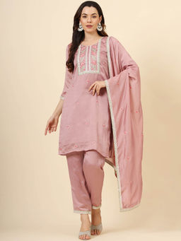 VAIRAGEE - Mauve Maaza Floral Embroided Kurta with Pant and Dupatta (Set of 3)