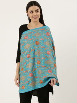 Pashmoda - Women Blue Aari Embroidered Shawl