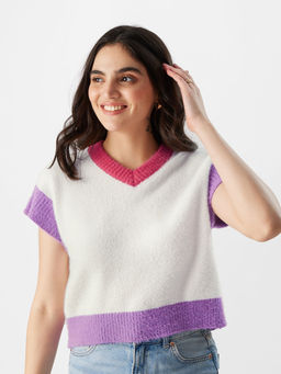 The Souled Store - Original Solids: Frosty Multi-Color Women Vest Sweater