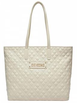 Love Moschino - Ivory Logo Top Zip Large Tote Bag