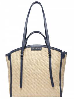 Mario Valentino - Biege/Blue Demetra Top Zip Large Tote Bag