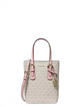 Michael Kors - White/Pink Voyager Top Zip Extra Small Tote Bag