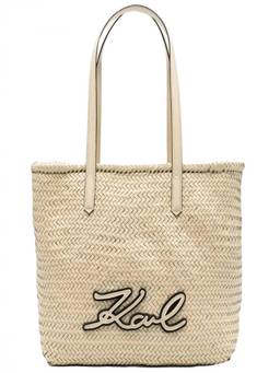 Karl Lagerfeld - Natural Logo Top Zip Large Tote Bag