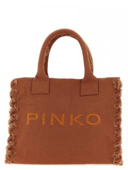Pinko - Brown Logo Top Zip Medium Tote Bag
