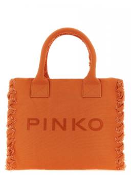 Pinko - Orange Logo Top Zip Medium Tote Bag