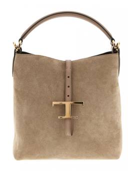 TOD'S - Beige T Timeless Mini Bucket Bag