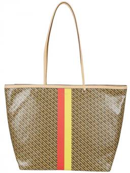 TORY BURCH - Tan Racer Top Zip Large Tote Bag