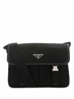PRADA - Black Logo Applique Messenger Bag