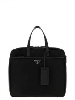 PRADA - Black Logo Large Briefcase Bag