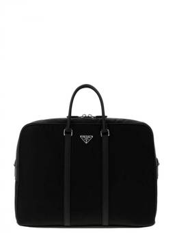 PRADA - Black Logo Large Duffle Bag