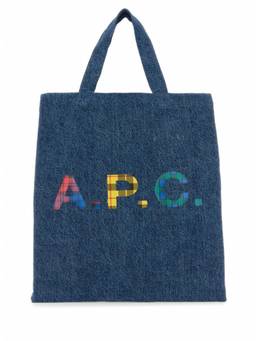 A.P.C. - Denim Logo Print Denim Tote Bag
