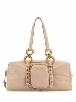 PRADA - Pink Ring Detail Leather Shoulder Bag