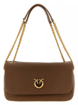 Pinko - Brown Love Birds Medium Shoulder Bag