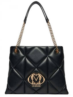 Love Moschino - Black Heart Logo Top Zip Medium Tote Bag