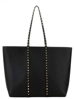 Valentino Garavani - Black Rockstud Top Zip Large Tote Bag