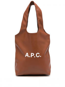 A.P.C. - Brown Ninon Logo Print Tote Bag