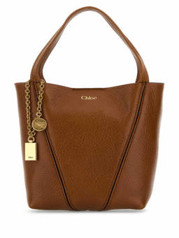 Chloe - Caramel leather small Spin shopping bag