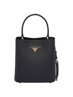 PRADA - Black small saffiano leather Panier bag