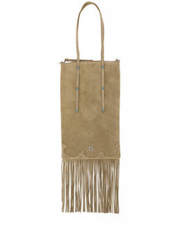Pinko - Beige Fringed Top Zip Medium Tote Bag