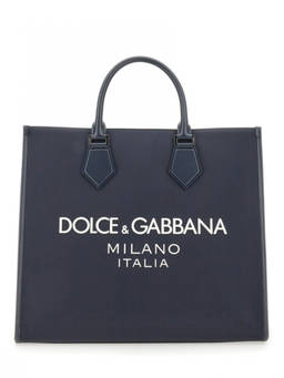 Dolce&Gabbana - Navy Blue Logo Large Tote Bag