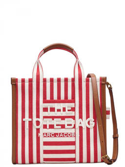 Marc Jacobs - Red The Stripe Top Zip Medium Tote Bag