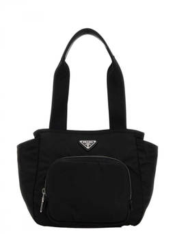 PRADA - Black Logo Top Zip Small Tote Bag