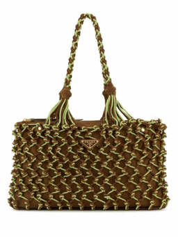 PRADA - Brown Macrame Top Zip Tote Bag