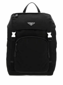 PRADA - Black Triangle Logo Backpack