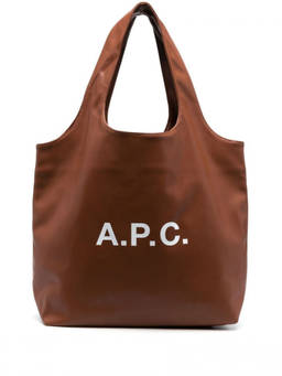 A.P.C. - Brown Logo Print Tote Bag