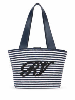 Roger Vivier - Blue Striped Top Zip Tote Bag