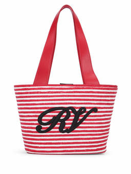 Roger Vivier - Red Striped Top Zip Tote Bag