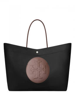 TORY BURCH - Black Ella Twist Reversible Large Tote Bag