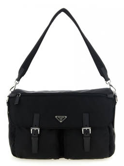 PRADA - Black Logo Large Messenger Bag