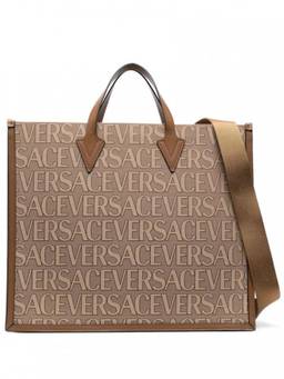 Versace - Brown All Over Logo Large Tote Bag