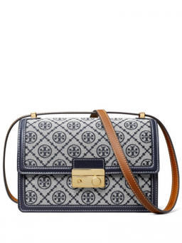 TORY BURCH - Navy Blue T Monogram Shoulder Bag