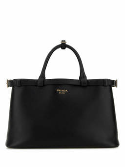 PRADA - Black Buckle Medium Tote Bag