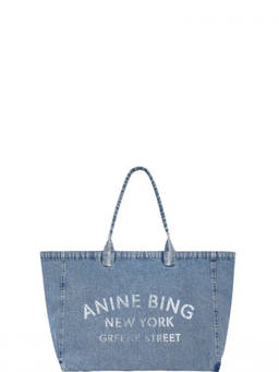 ANINE BING - Blue Logo Large Tote Bag